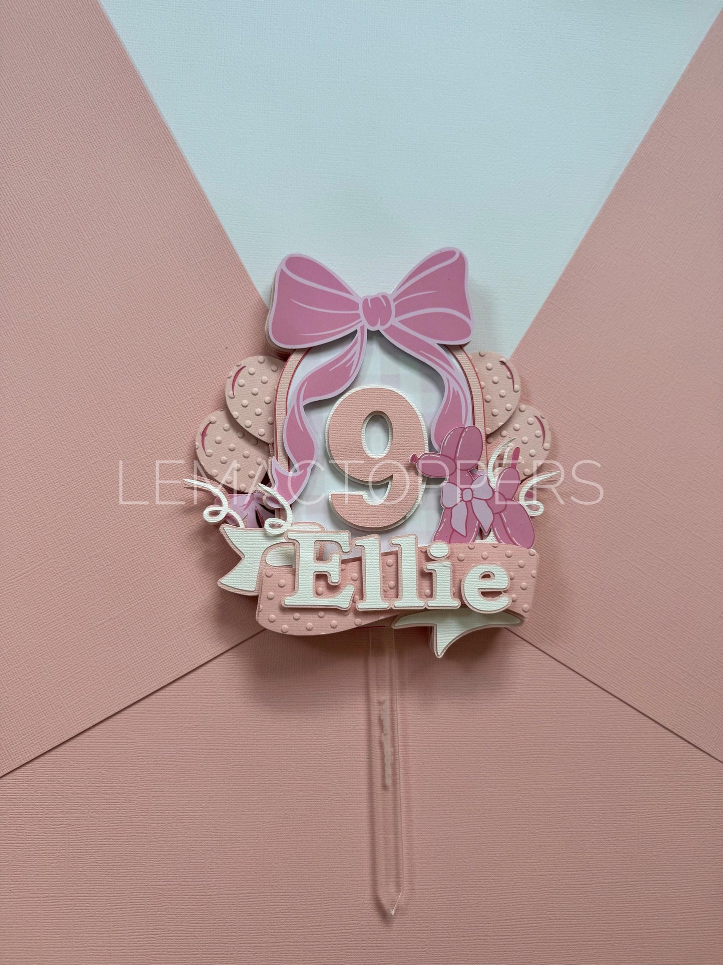 Pink Bow Cake Topper