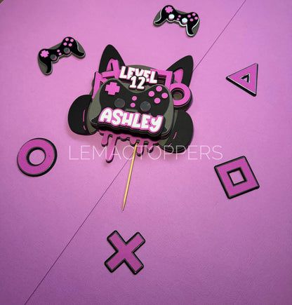 Pink Gaming Cake Topper