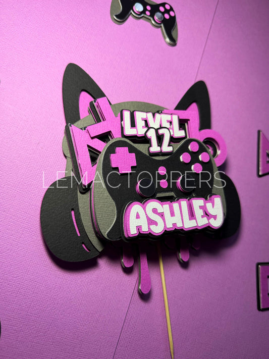 Pink Gaming Cake Topper