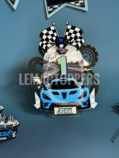 Fast One Race Car Cake Topper