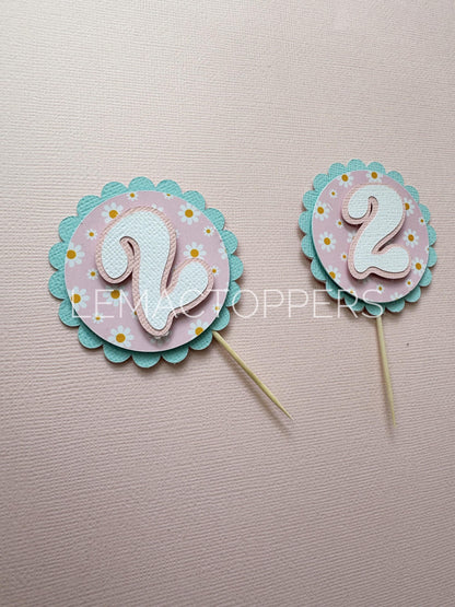 Pastel Daisy Cupcake Toppers
