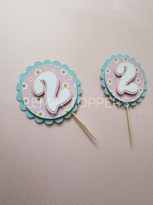 Pastel Daisy Cupcake Toppers