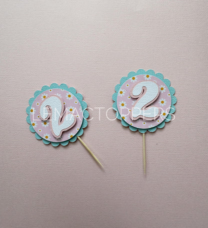 Pastel Daisy Cupcake Toppers