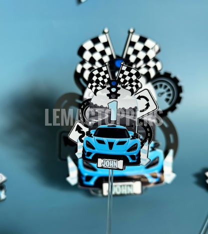 Fast One Race Car Cupcake Topper