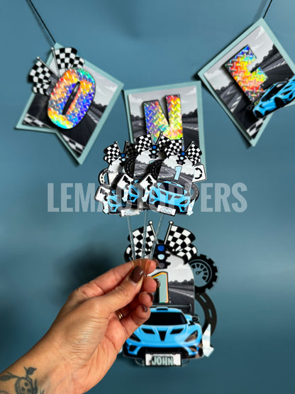 Fast One Race Car Cupcake Topper