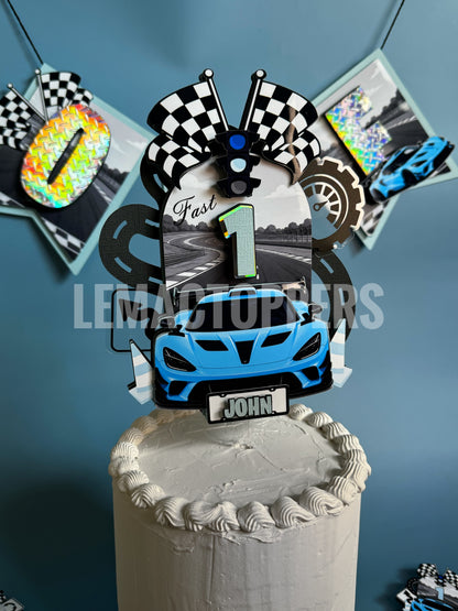 Fast One Race Car Cake Topper
