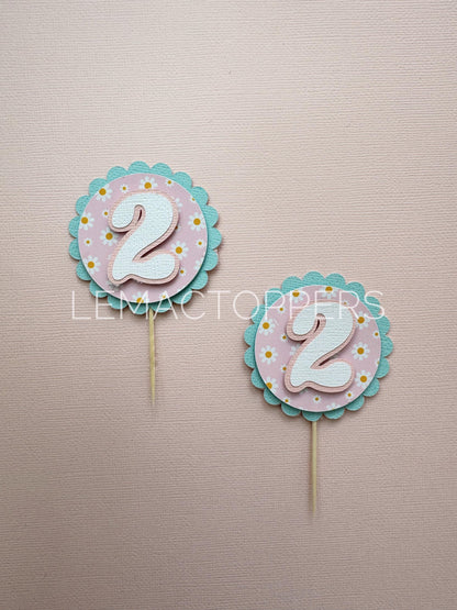 Pastel Daisy Cupcake Toppers