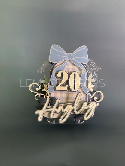 Elegant Blue Cake Topper