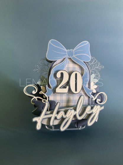 Elegant Blue Cake Topper