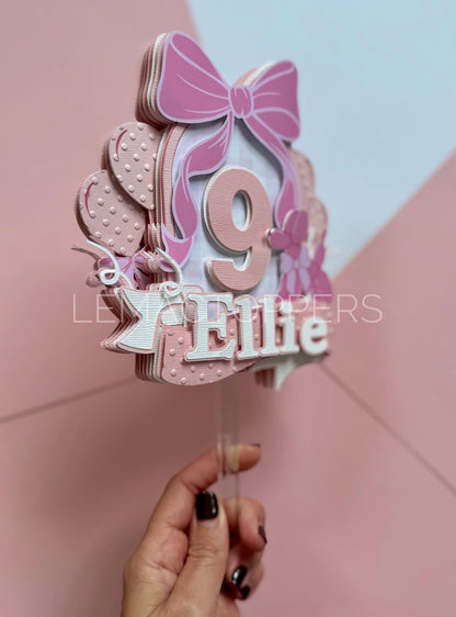 Pink Bow Cake Topper